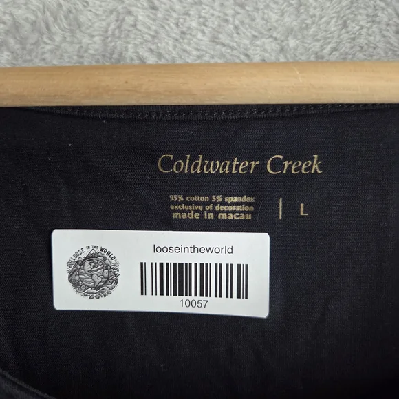 Coldwater Creek Black Lace Hem Women's Top - Picture 5 of 7